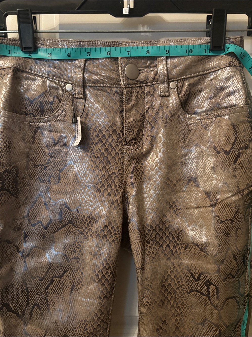 Boston Proper Metallic Taupe Snake-Print Skinny Pants NWT GIRLS NIGHT CLUB FUN - Picture 7 of 10